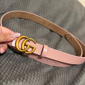 Women's dusty Pink faux Leather Belt with good Buckle